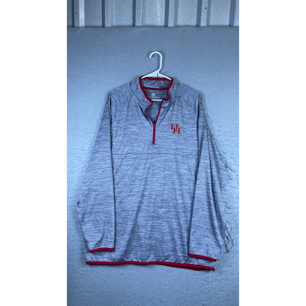 Colosseum Quarter Zip Pullover Men XXL Gray Excellent Houston Cougars Activewear